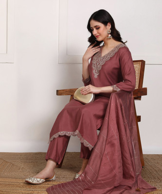 New Ethnic 4 You Embroidered Kurta, Salwar & Dupatta Set