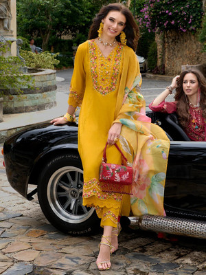 Tryambakam Embroidered Kurta, Trouser/Pant & Dupatta Set