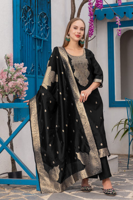 Ajantatextile Embroidered Kurta, Trouser/Pant & Dupatta Set