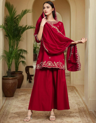 Skylee Embroidered Kurta, Salwar & Dupatta Set