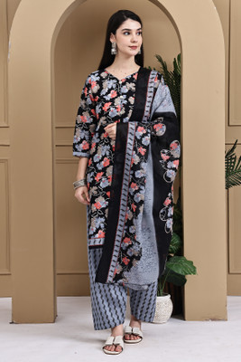 VihaanExim Printed Kurta, Patiala & Dupatta Set