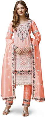 pdf creation Embroidered Kurta, Trouser/Pant & Dupatta Set
