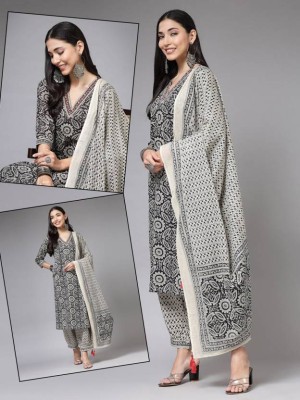 Keshrinandan Printed Kurta, Palazzo & Dupatta Set