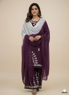 arvazee Embroidered Kurta, Palazzo & Dupatta Set