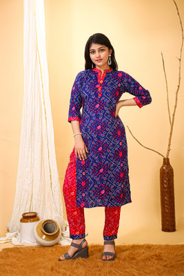 ShopGlobal Printed Kurta, Trouser/Pant & Dupatta Set