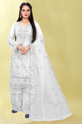 SHREENATHJI WORLD Embroidered Kurta, Palazzo & Dupatta Set
