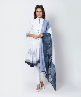 BIBA Solid Kurta, Churidar & Dupatta Set