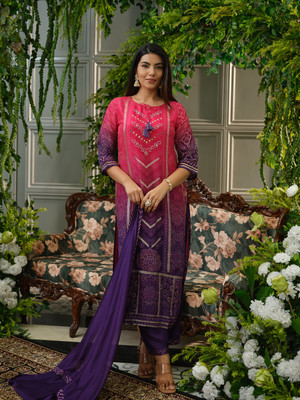 Sangria Embroidered Kurta, Trouser/Pant & Dupatta Set