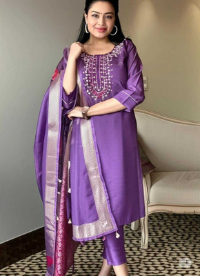 Mahi Fashion Embroidered Kurta, Trouser/Pant & Dupatta Set