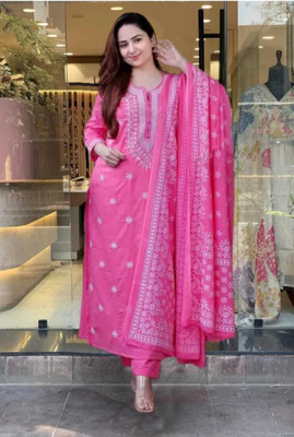 Advik Embroidered Kurta, Trouser/Pant & Dupatta Set