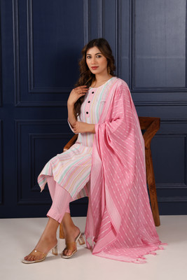 Fems Solid Kurta, Trouser/Pant & Dupatta Set