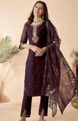 YOURCHOICES Embroidered Kurta, Trouser/Pant & Dupatta Set