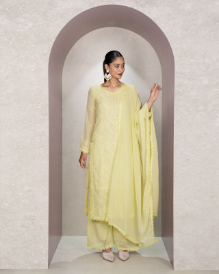 Angel western Embroidered Kurta, Trouser/Pant & Dupatta Set