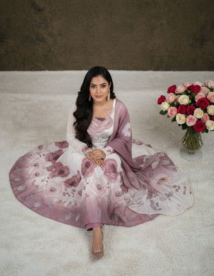 TRANDTIDE Printed Anarkali Kurta, Bottom & Dupatta Set
