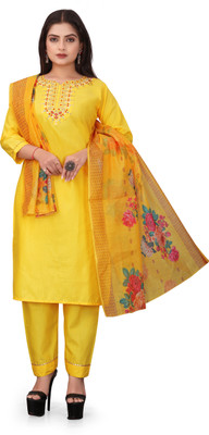 ROZRI Embroidered Kurta, Palazzo & Dupatta Set