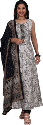 Nionii Floral Print Kurta, Churidar & Dupatta Set