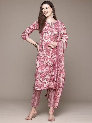 Readiprint Fashions Printed Kurta, Palazzo & Dupatta Set