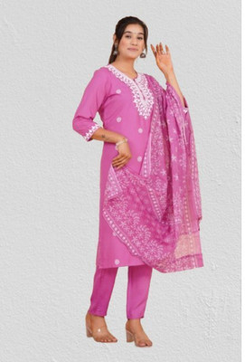 Jaipur fashion factory Embroidered Kurta, Trouser/Pant & Dupatta Set