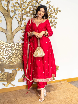 VredeVogel Embroidered Kurta, Trouser/Pant & Dupatta Set