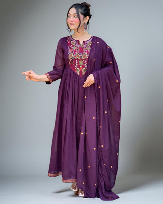 Tylissa Embroidered Anarkali Kurta, Bottom & Dupatta Set