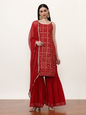 Jaipur Kurti Printed Kurta, Sharara & Dupatta Set