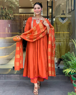RANGTARA Embroidered Kurta, Trouser/Pant & Dupatta Set