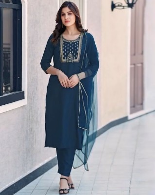 SF Textile Solid Kurta, Trouser/Pant & Dupatta Set