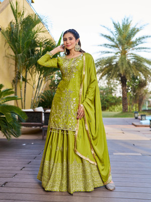 MAT FASHION Embroidered Anarkali Kurta, Bottom & Dupatta Set