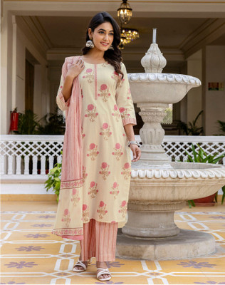 Tasrika Floral Print, Embellished Kurta, Trouser/Pant & Dupatta Set