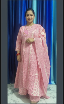 RIDDHI Printed Anarkali Kurta, Bottom & Dupatta Set