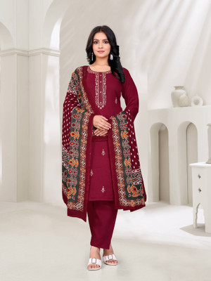 Talavad Embroidered Kurta, Churidar & Dupatta Set