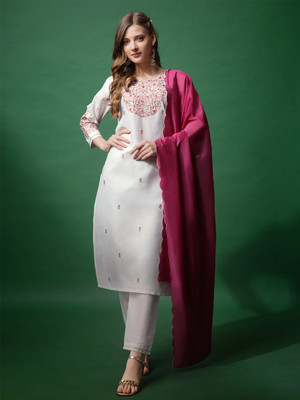 ARADHNA Embroidered Kurta, Trouser/Pant & Dupatta Set