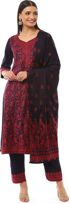 RANGRITI Solid Kurta, Palazzo & Dupatta Set
