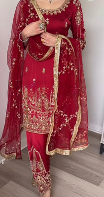 Mahi Fashion Embroidered Kurta, Trouser/Pant & Dupatta Set