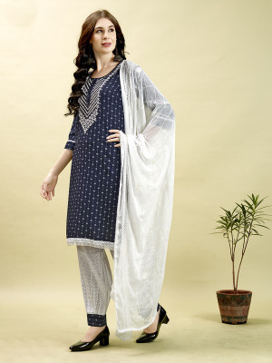 jmm Geometric Print Kurta, Dhoti Pant & Dupatta Set