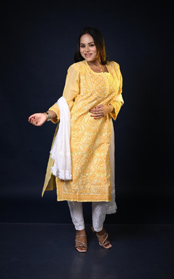 MALKIAT Embroidered Kurta, Trouser/Pant & Dupatta Set