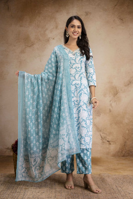 MANJALI DESIGN Floral Print Kurta, Salwar & Dupatta Set