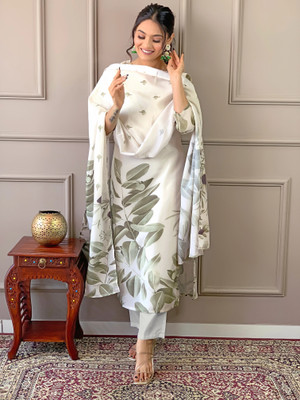 JAPNAAM Embroidered Kurta, Trouser/Pant & Dupatta Set