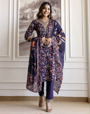 Skylee Printed Kurta, Trouser/Pant & Dupatta Set