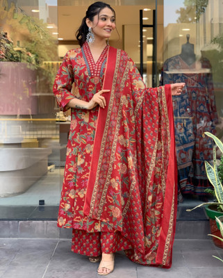 Oumad Printed Kurta, Palazzo & Dupatta Set