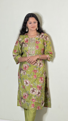 BLEND CLOTHING Floral Print Kurta, Trouser/Pant & Dupatta Set
