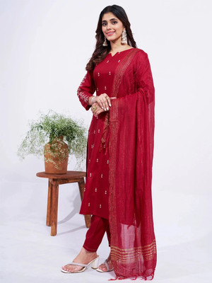 ARADHNA Embroidered Kurta, Trouser/Pant & Dupatta Set
