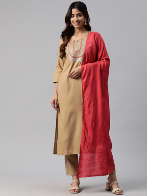 YURI'S Solid Kurta, Trouser/Pant & Dupatta Set