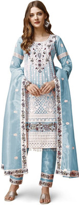 pdf creation Embroidered Kurta, Trouser/Pant & Dupatta Set