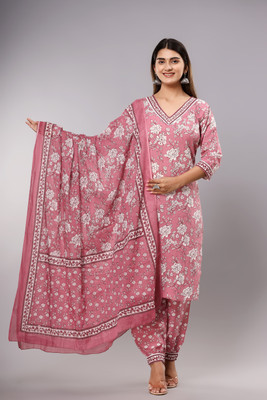 KRATI CREATIONS Floral Print Kurta, Trouser/Pant & Dupatta Set