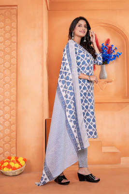 Sitara Setu Floral Print Kurta, Trouser/Pant & Dupatta Set