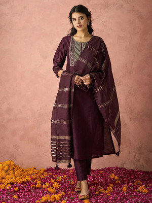 Hritika Embroidered, Embellished Kurta, Trouser/Pant & Dupatta Set