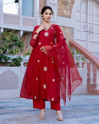 RN Fashion Embroidered Kurta, Trouser/Pant & Dupatta Set