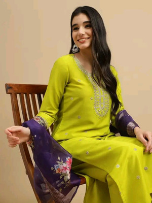 CLIW Embroidered Kurta, Trouser/Pant & Dupatta Set