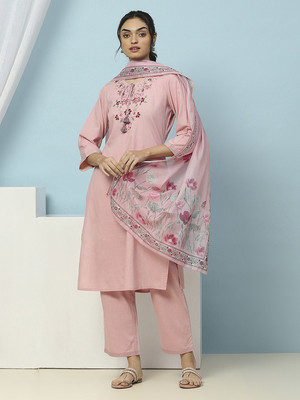 Nayam By Lakshita Embroidered Kurta, Palazzo & Dupatta Set